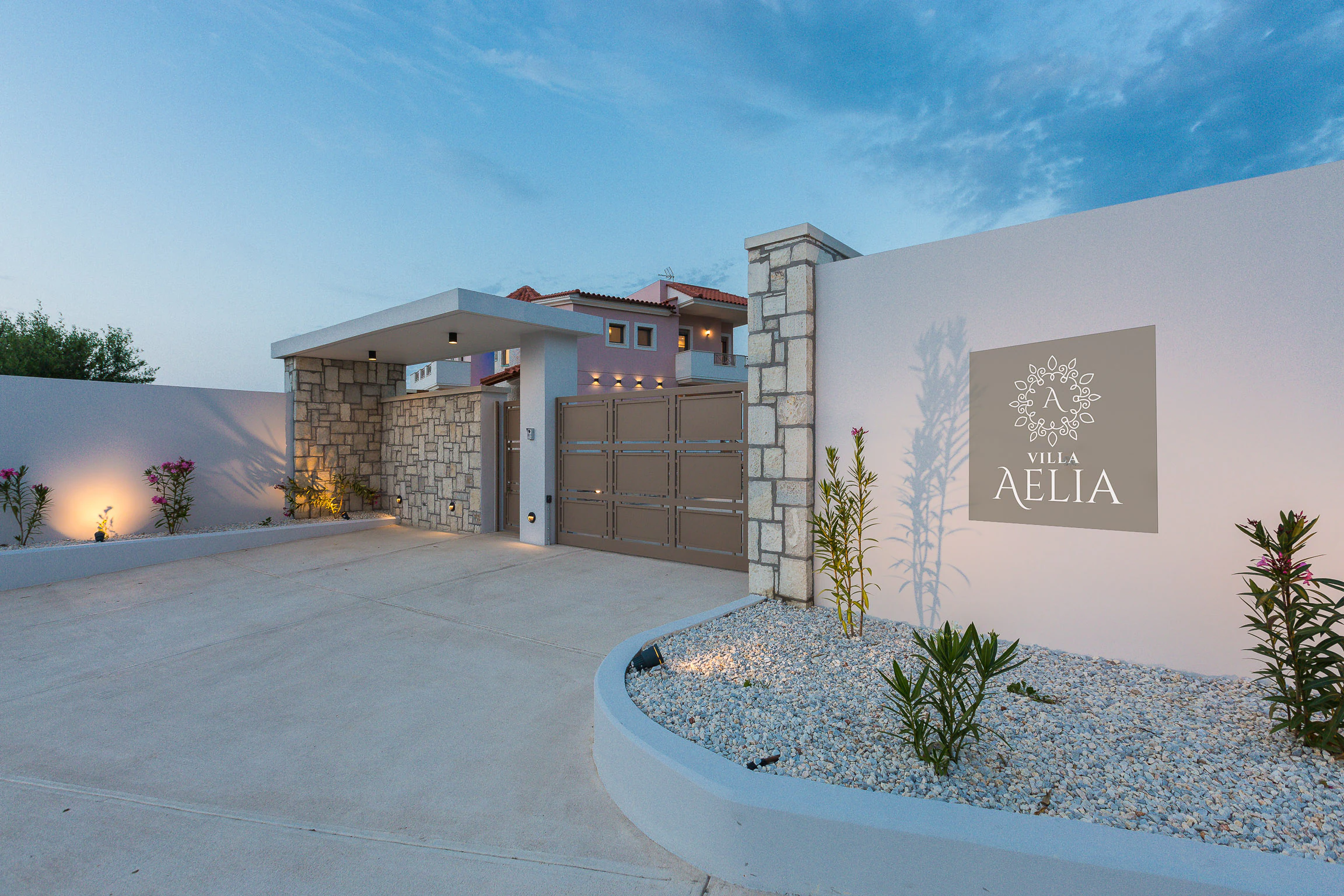 Aelia Residence sign at the private entrance