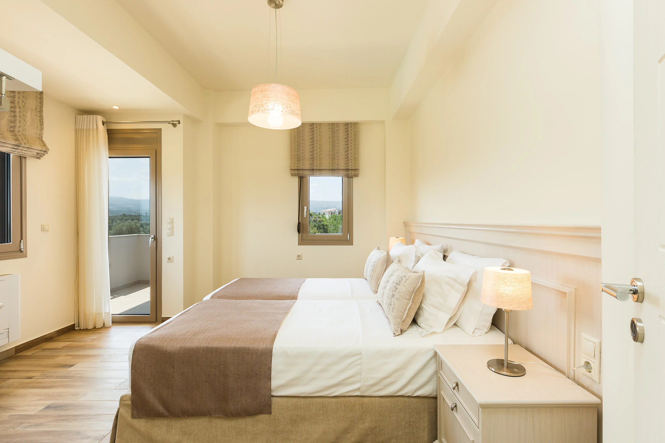 Twin bedroom prepared for two guests