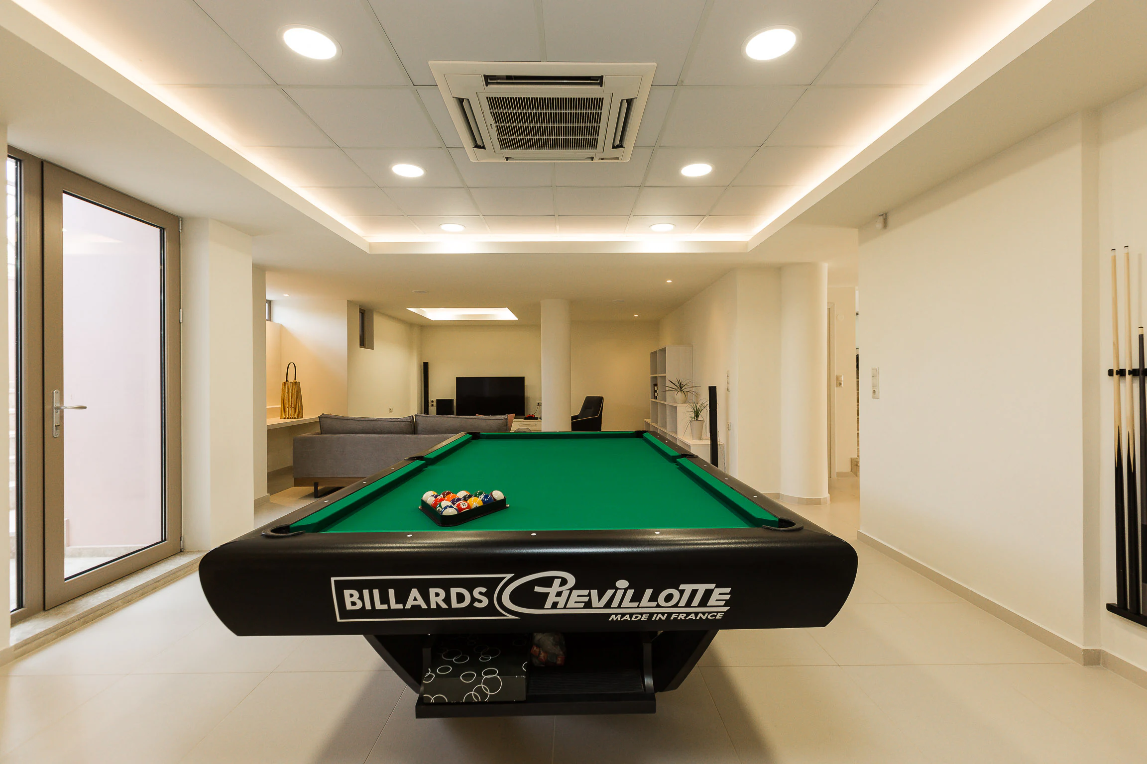 Billiards room on the lower level