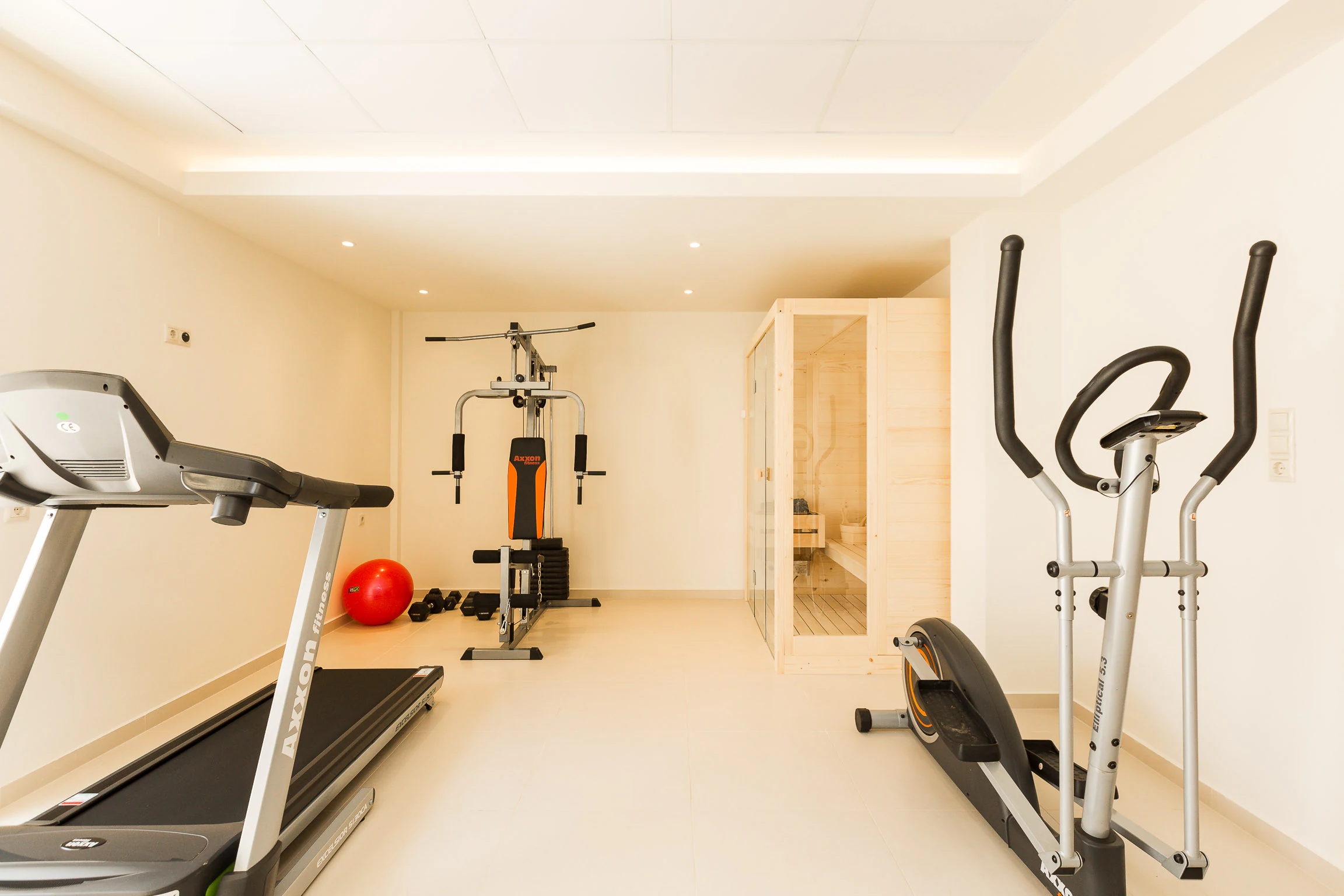 Private gym with cardio and strength equipment