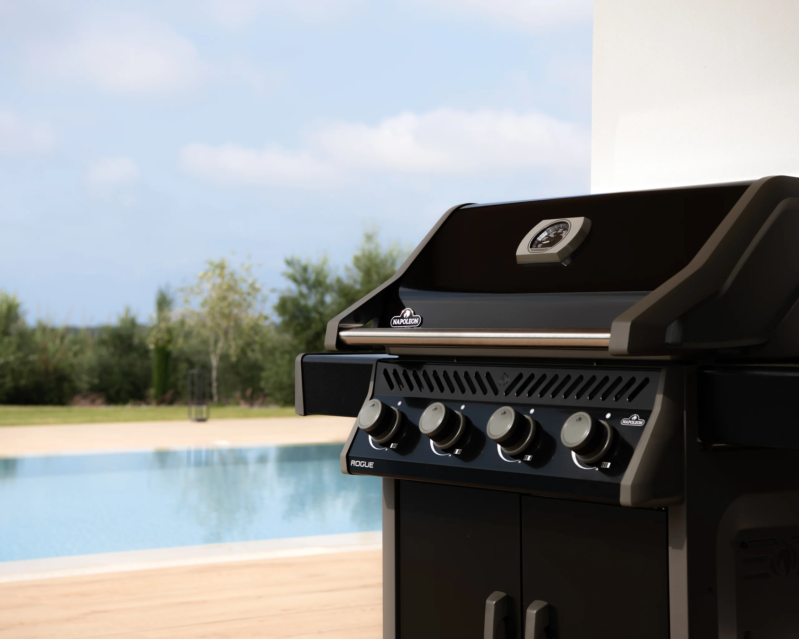 Gas barbecue overlooking the outdoor pool at Aesthea Exclusive Villa