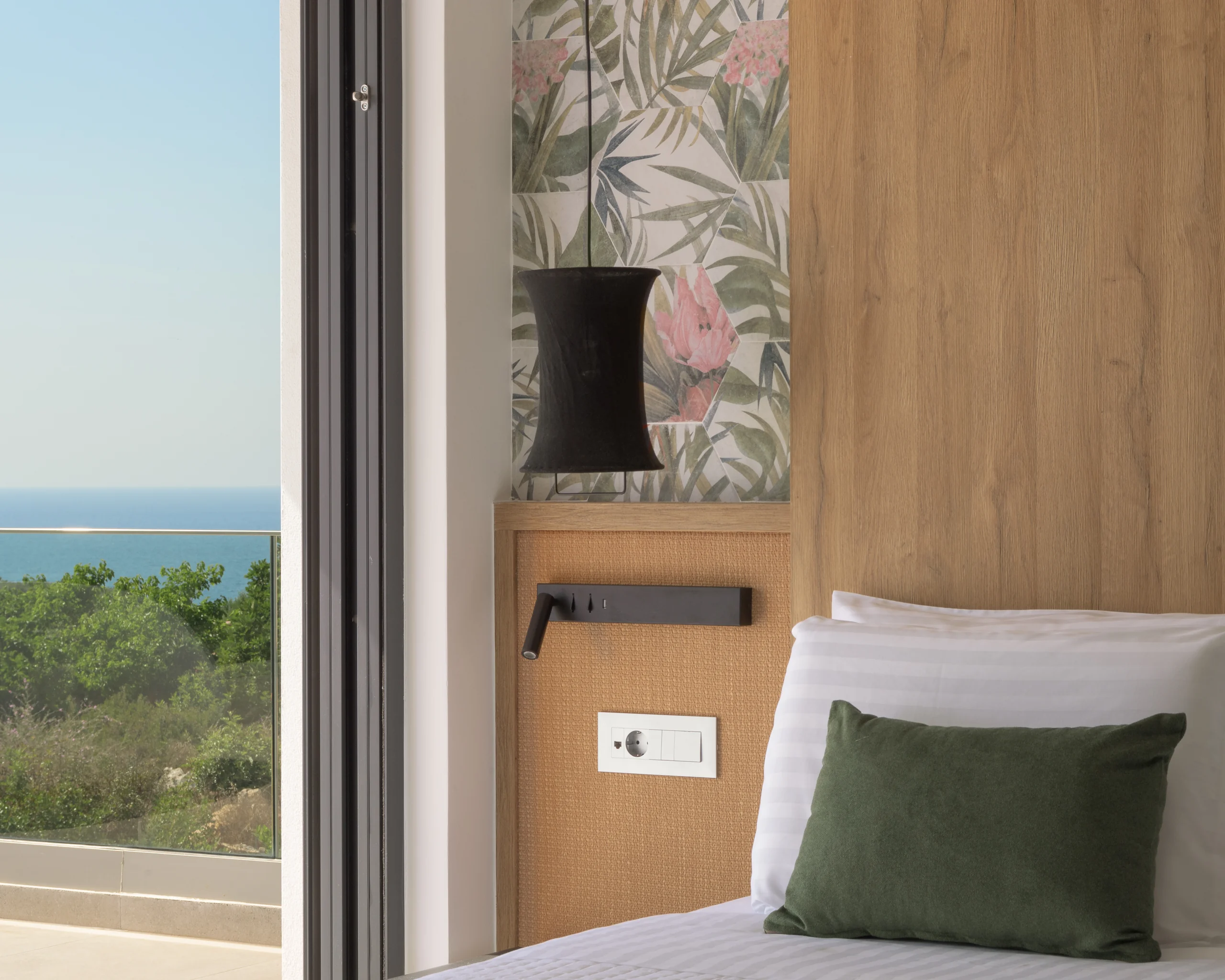 Sea view from the bedside window of First-floor Bedroom 2 at Aesthea Exclusive Villa