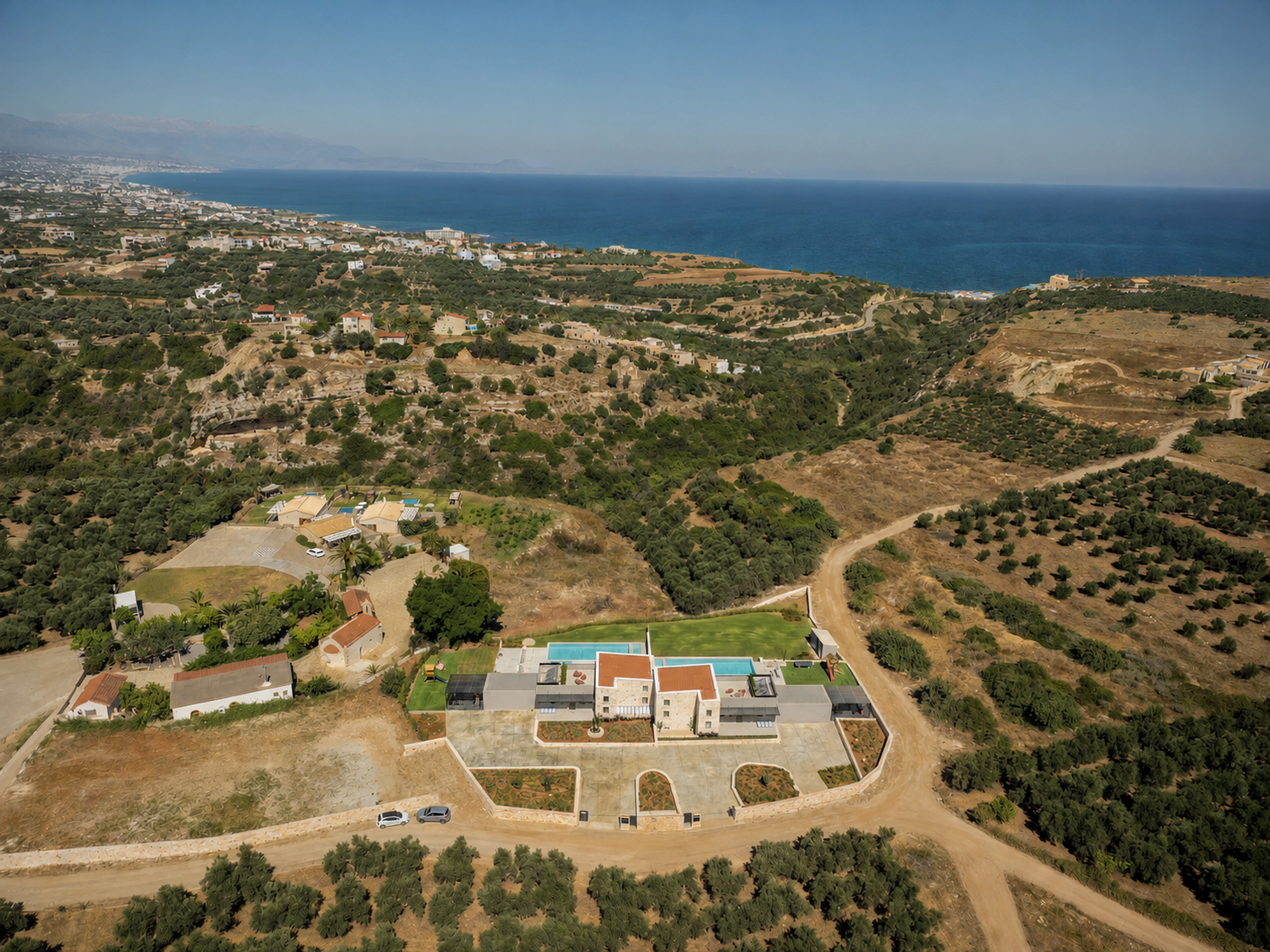 The Twin Villas among olive groves near the Cretan Sea and Rethymno